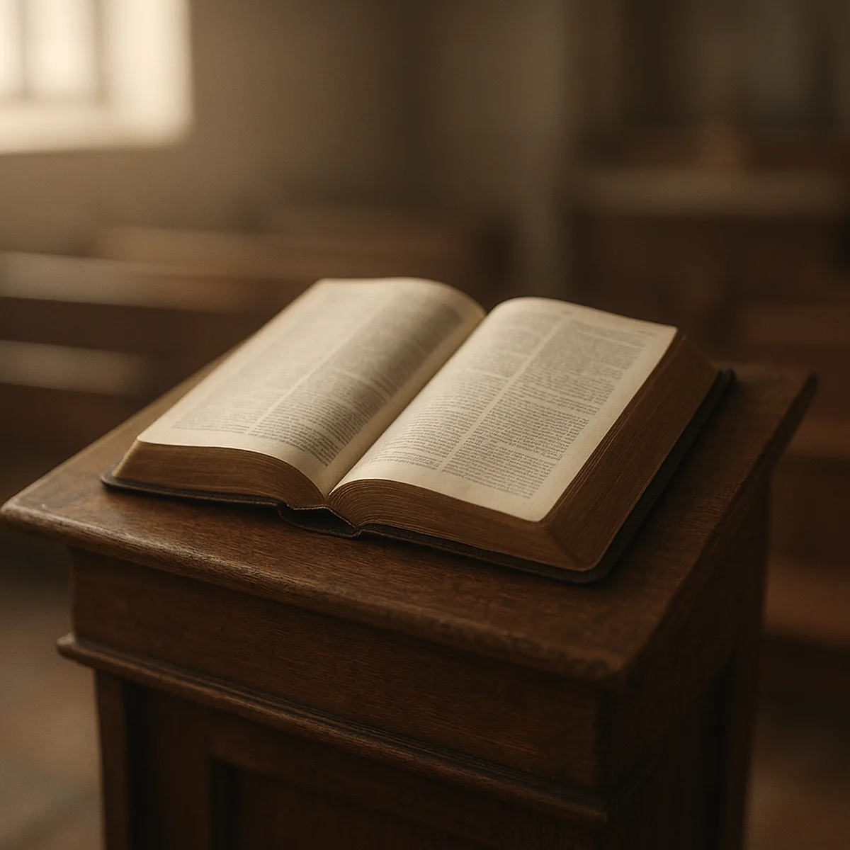 Aufgeschlagene Bibel auf einem Lesepult